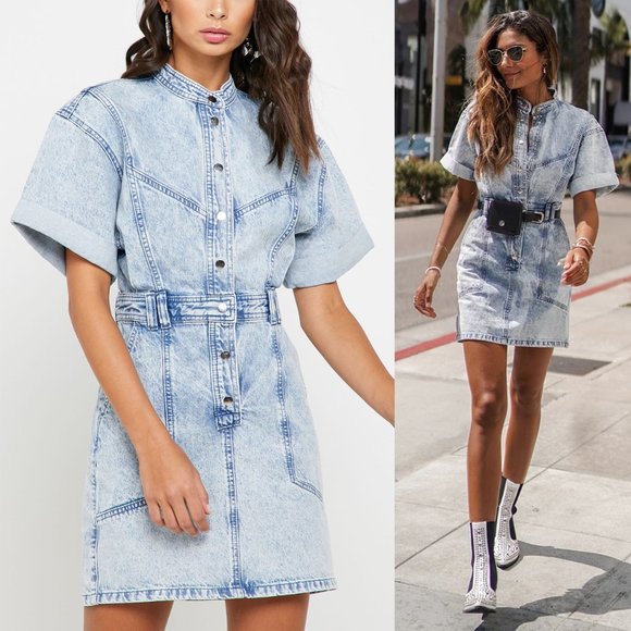 Topshop Blue Denim Dress - Picture 1 of 10